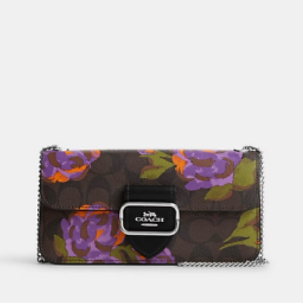 Coach NWT Morgan Crossbody signature coated canvas and leather, chain strap
